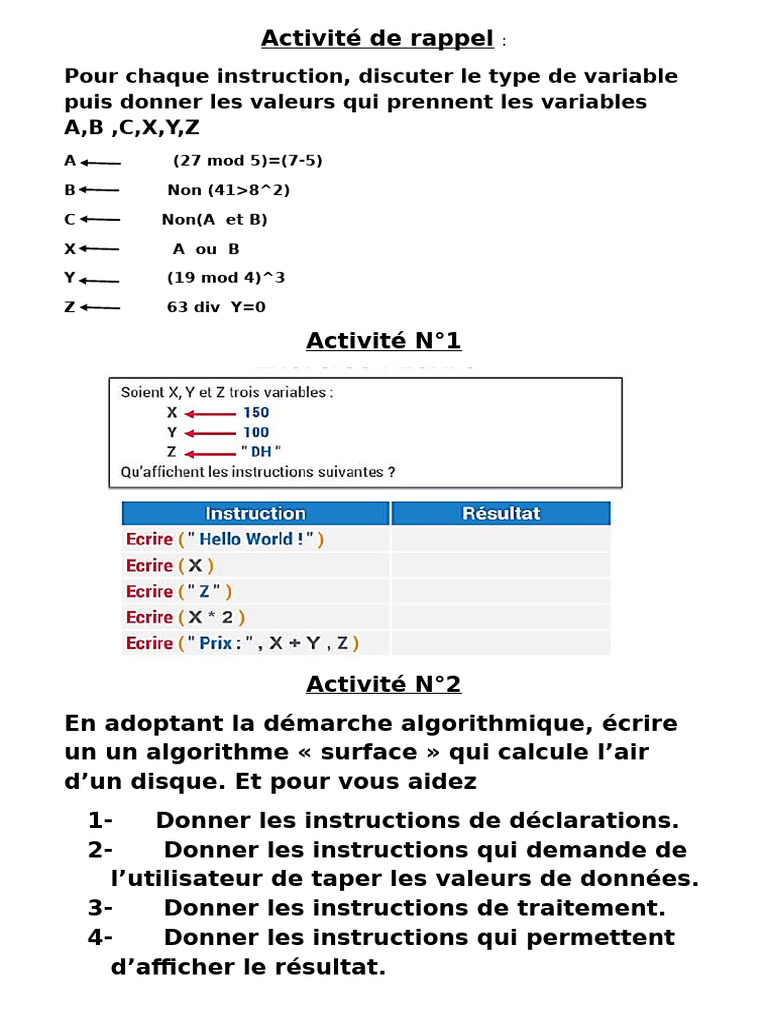 Algorithmes de calcul et géométrie en LARP | PDF