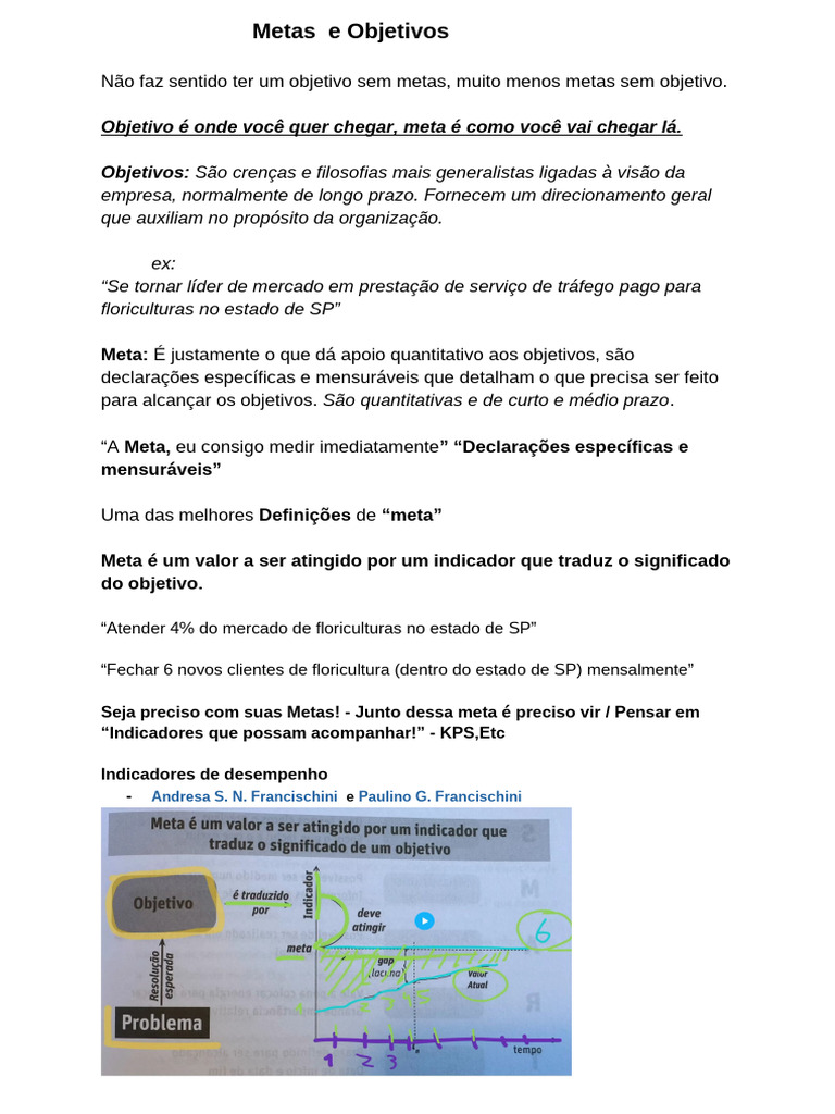Metas e Objetivos: Definições e Exemplos | PDF | Tempo | Estado