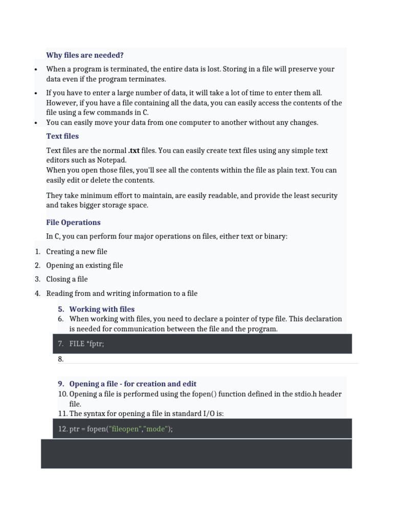 Files in C | PDF | Computer File | Text File
