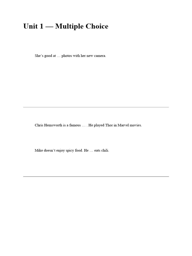 Multiple Choice English Practice Test | PDF | Computing