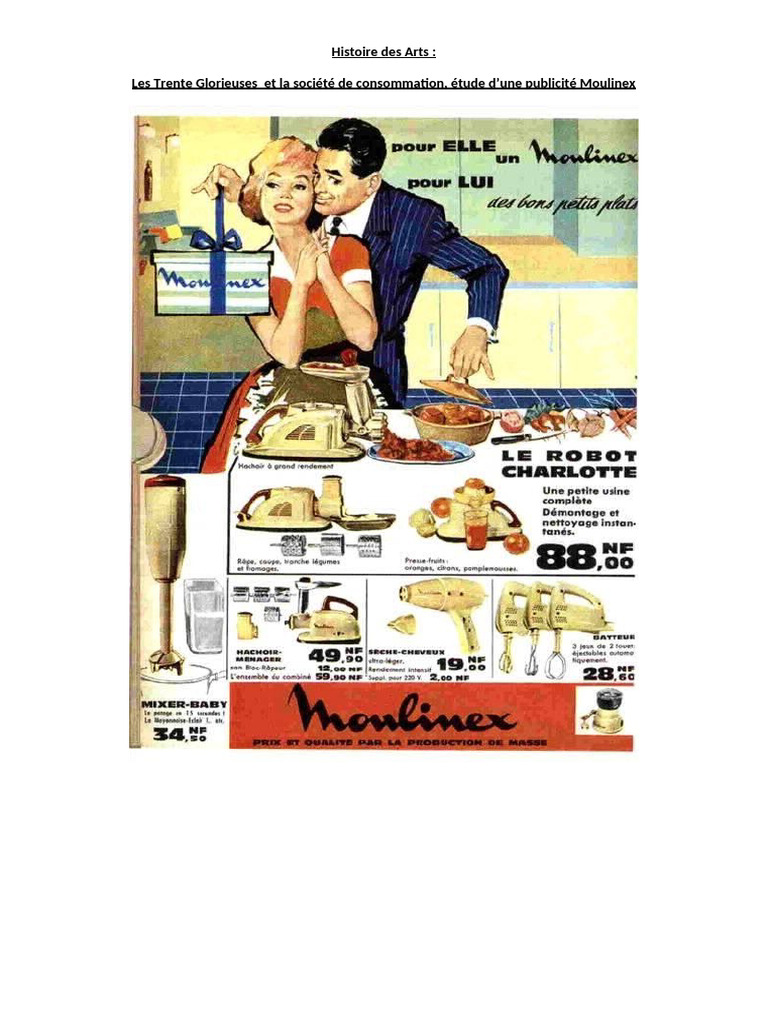 Publicit Moulinex Et Soci t De Consommation PDF Cuisine Cuisine