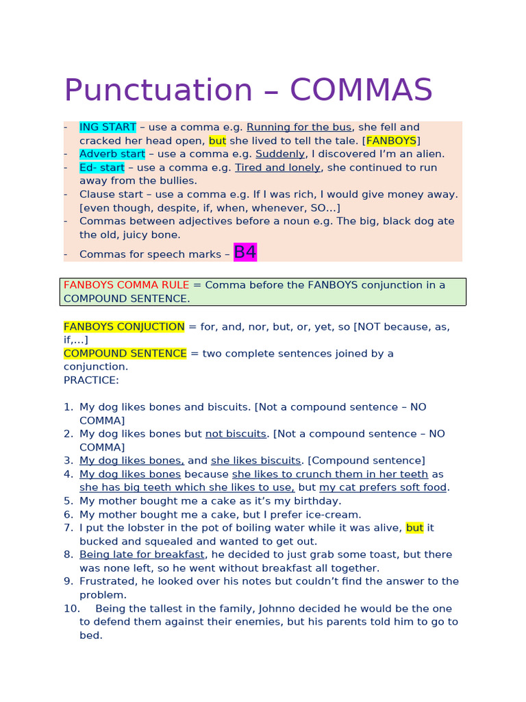 Comma Usage Rules Explained | PDF | Comma | Syntax