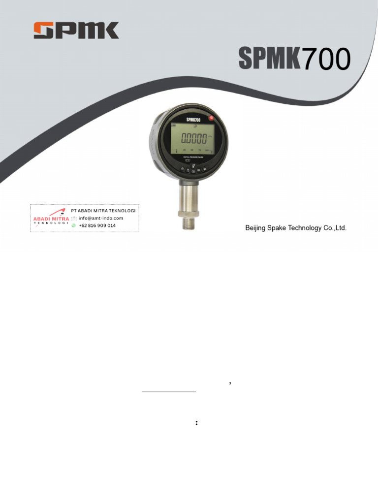 SPMK 700 Digital Pressure Calibrator | PDF | Pressure Measurement