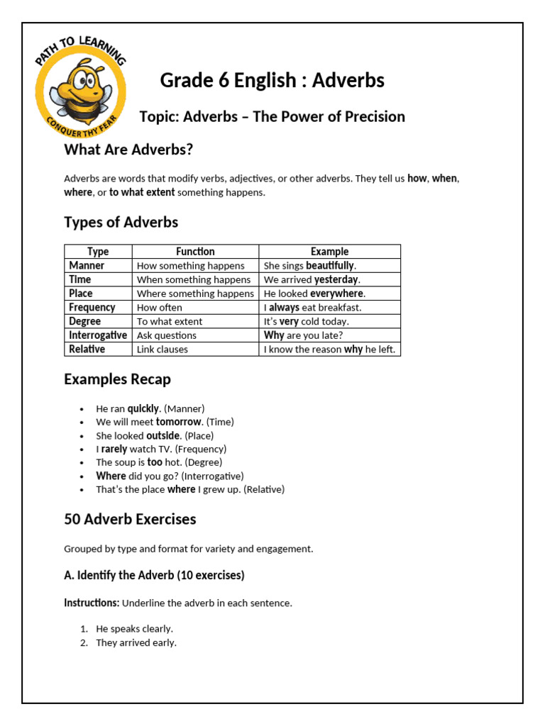 Adverb | PDF | Adverb | Linguistic Typology