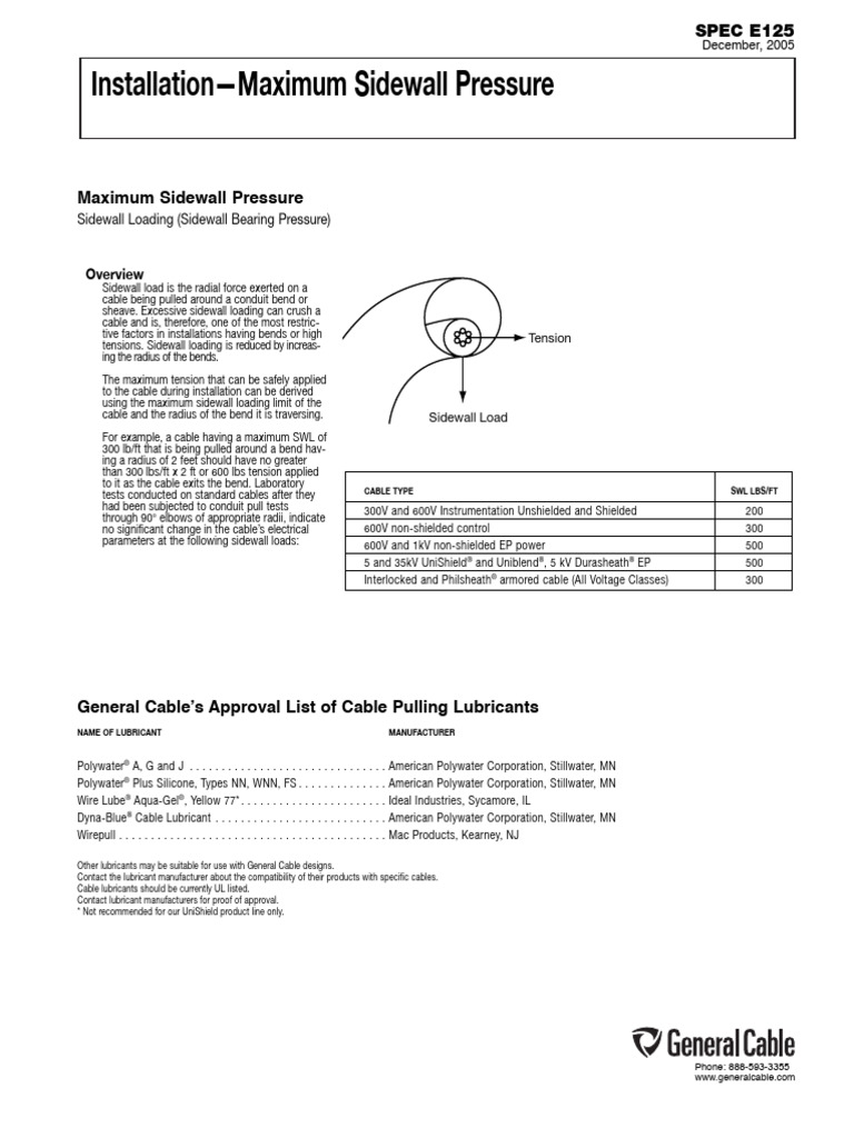 General Cable Spec E125 | PDF | Electric Power | Manufactured Goods