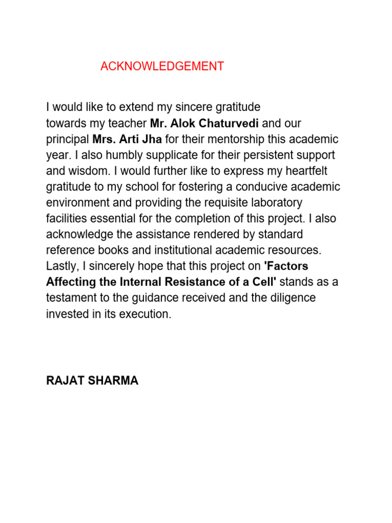 Acknowledgment for Physics Project Completion | PDF