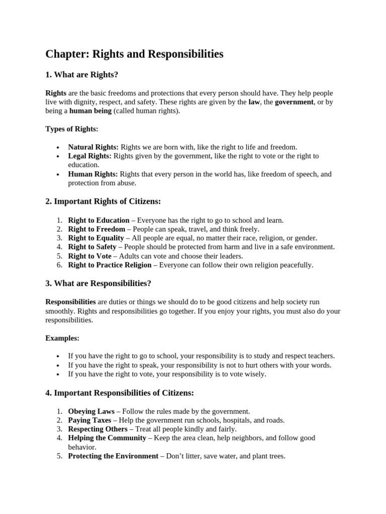 Understanding Rights and Responsibilities | PDF | Civic Engagement ...