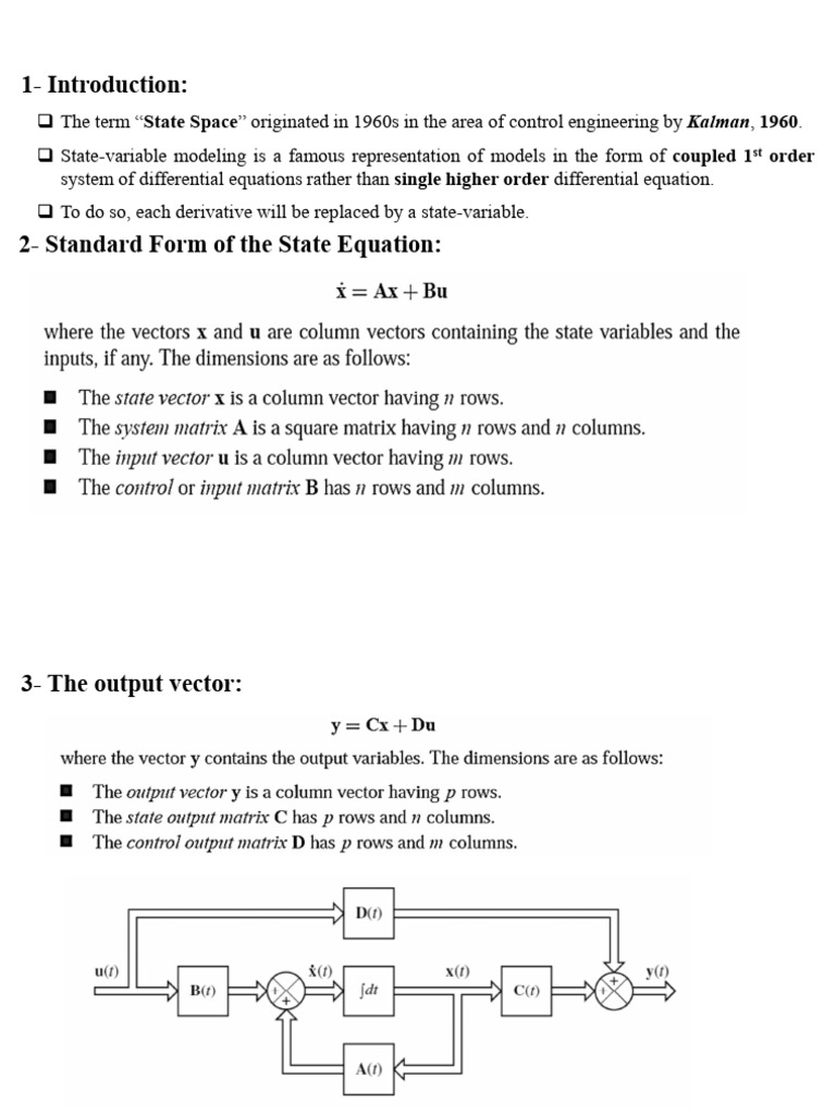State Space Modeling in Control Systems | PDF