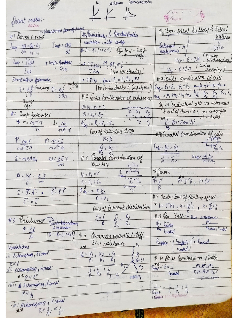 Electric Current Short Notes 90d7d593-De49-450d-8d 241123 232912 | PDF