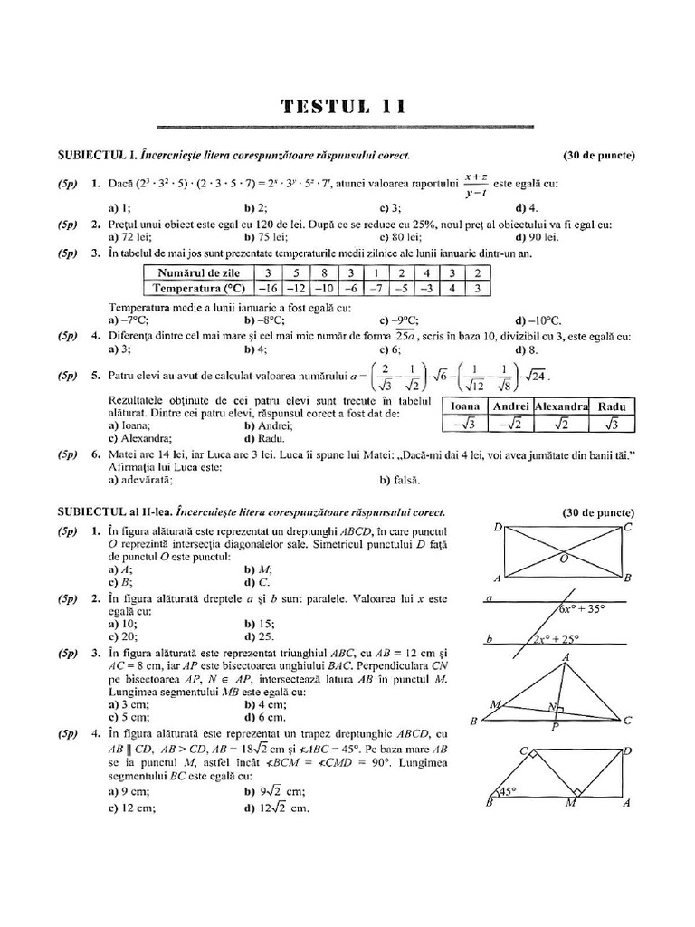 Testul 11 | PDF