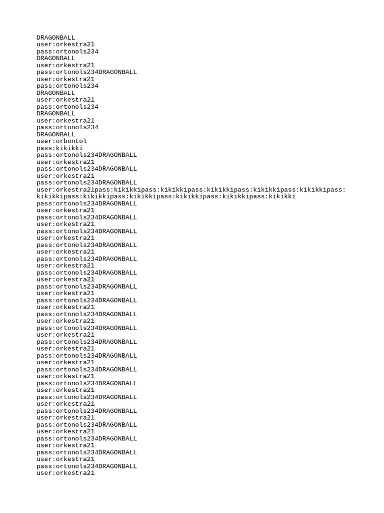 Dragonball User Credentials List | PDF