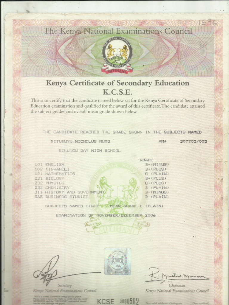 Kcse Cert | PDF