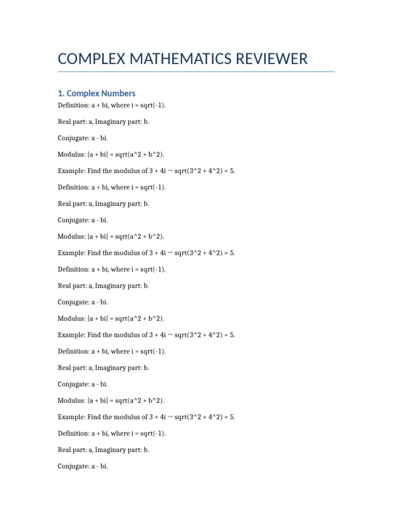 Complex Numbers and Their Applications | PDF | Complex Number | Wave ...