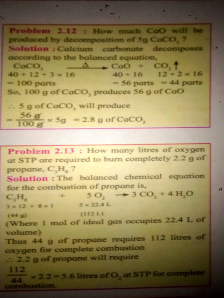 Chemical Reactions: CaCO3 Decomposition & Propane Combustion | PDF