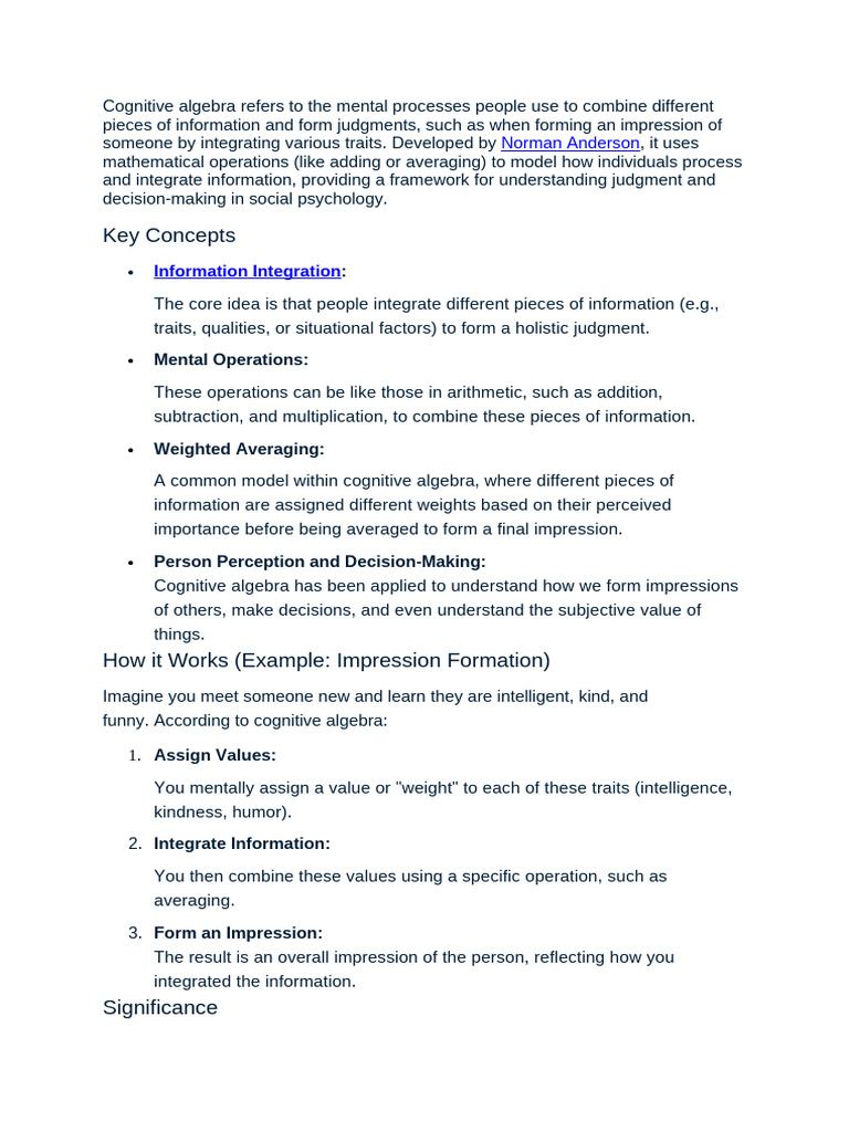 Cognitive Algebra | PDF