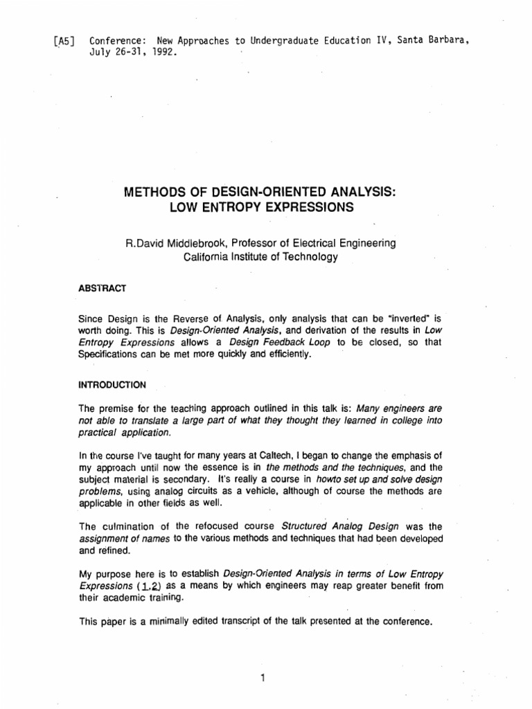 Methods of Design-Oriented Analysis | PDF