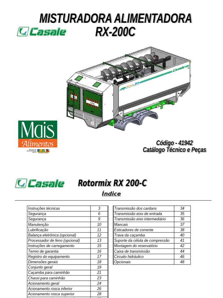 Manual de Operação da Misturadora ROTORMIX | PDF | Feno | Tempo