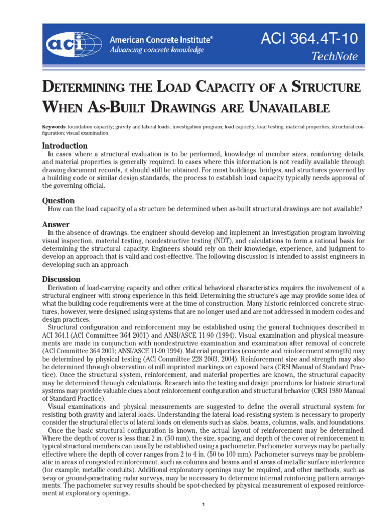 ACI 364.4T-10 TechNote | PDF | Nondestructive Testing | Concrete