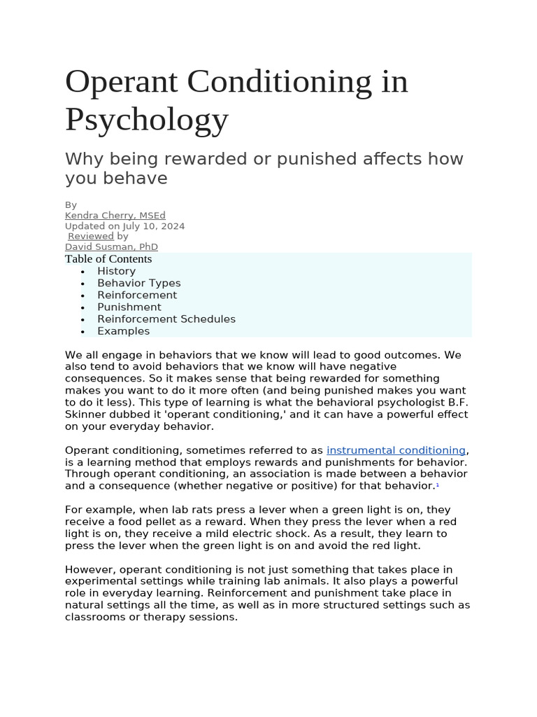 Understanding Operant Conditioning in Psychology | PDF | Reinforcement ...