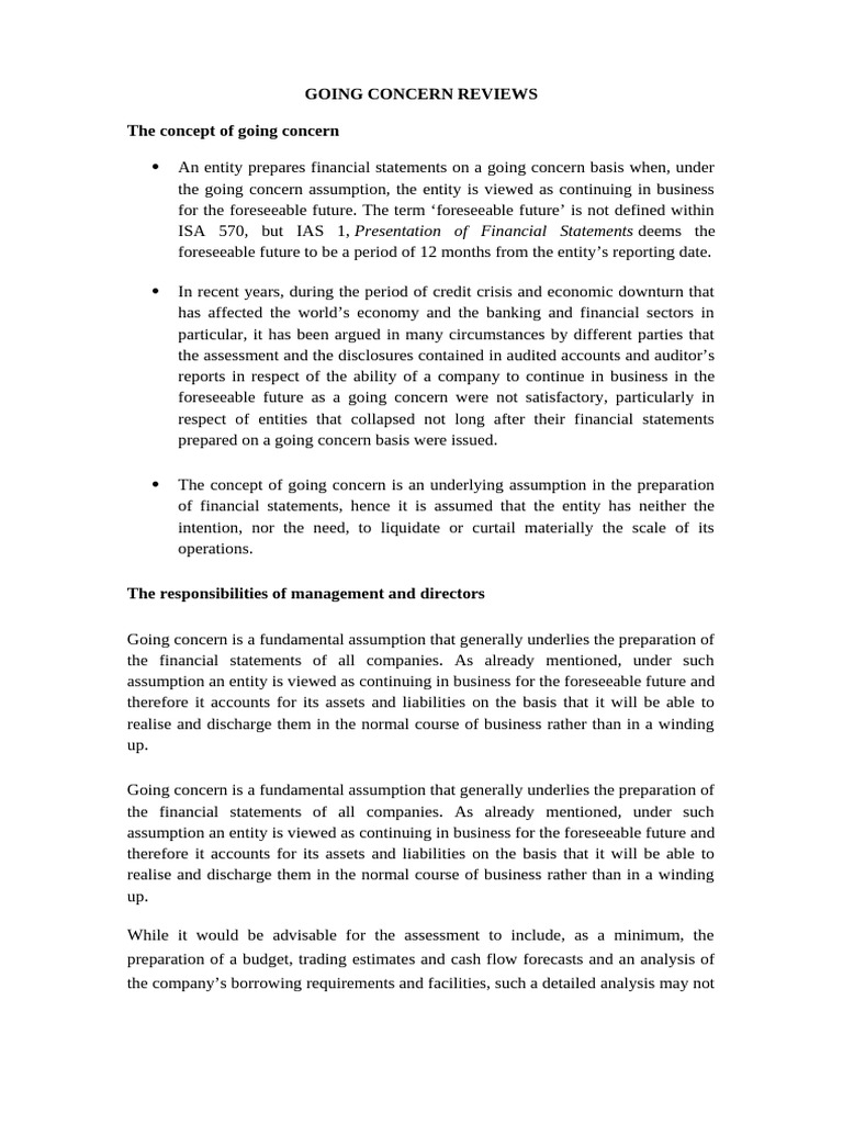 Understanding Going Concern Assessments | PDF | Going Concern ...