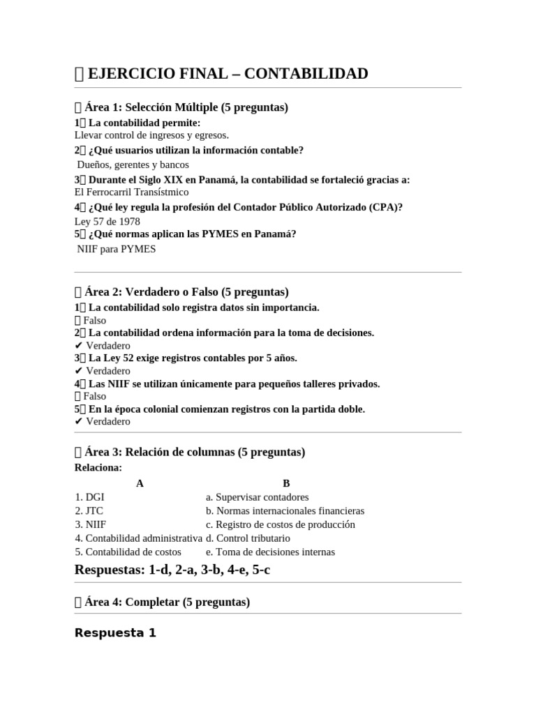 Ejercicio Final de Contabilidad en Panamá | PDF | Contabilidad | Estado ...