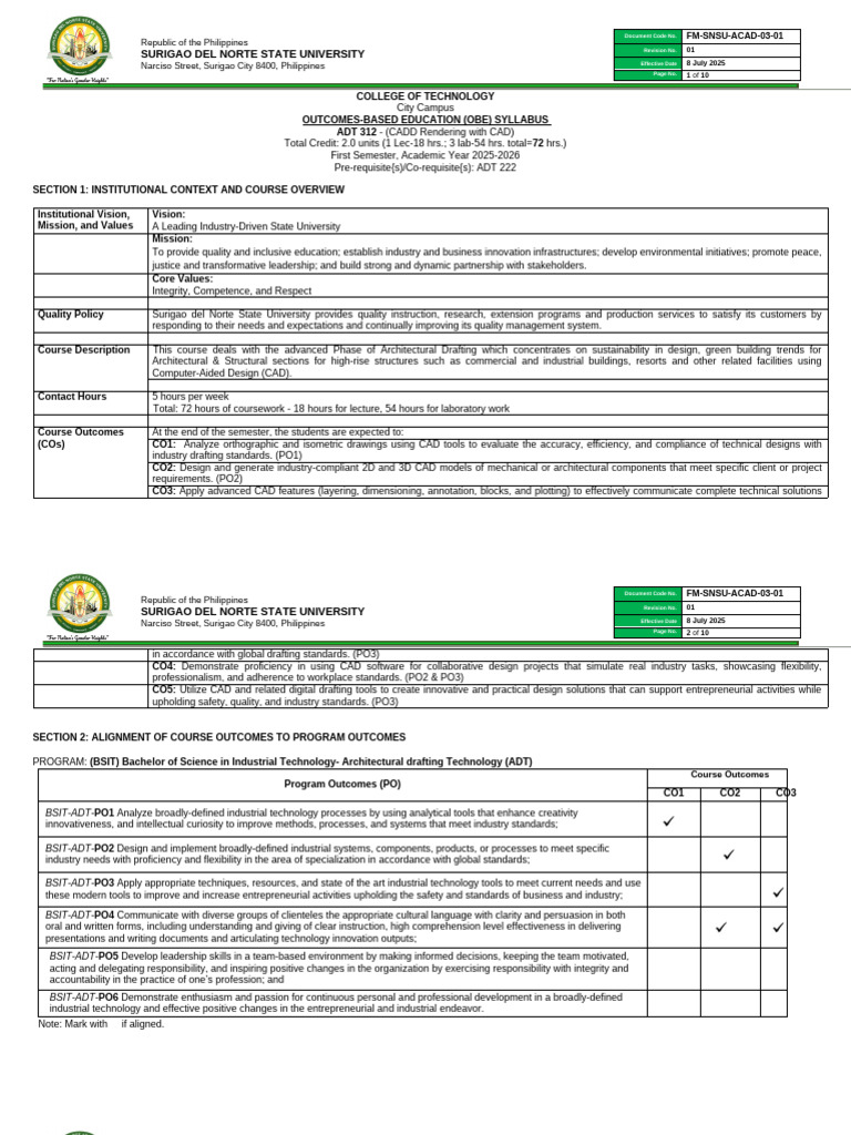 OBE Syllabus for CADD Rendering Course | PDF | 3 D Computer Graphics ...