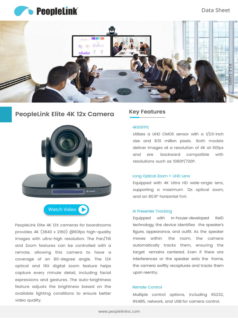 PeopleLink-Elite-4K-12X | PDF | Camera | Hdmi