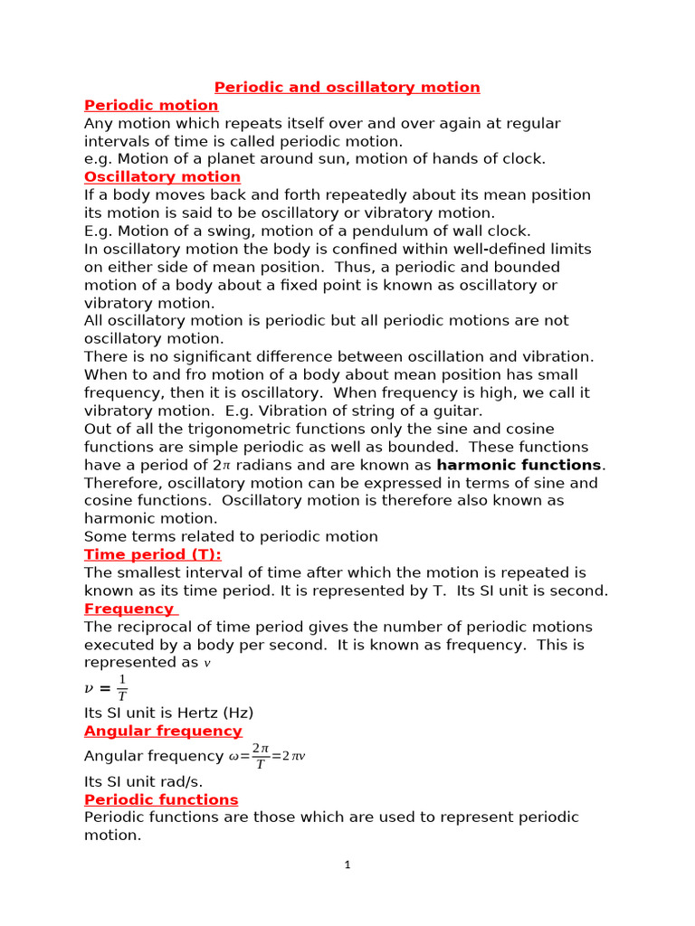 Understanding Periodic and Oscillatory Motion | PDF | Oscillation ...