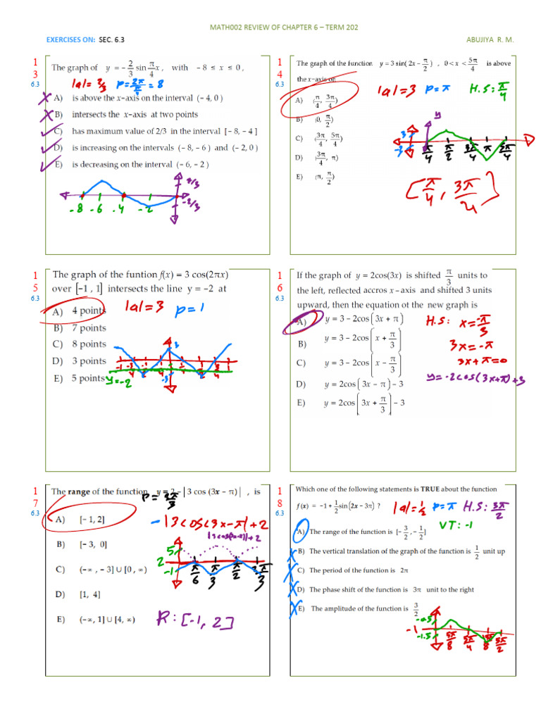 Math 002 Chapter 6 & 7 Review Exercises | PDF