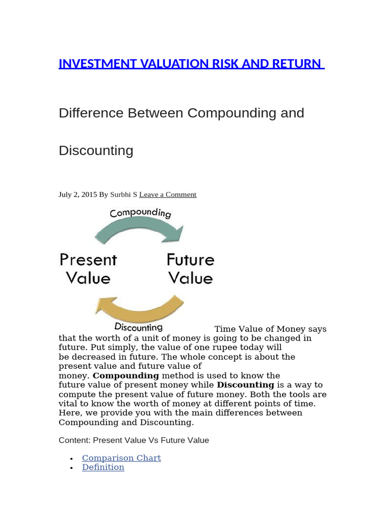 Compounding vs Discounting Explained | PDF | Present Value | Financial Risk