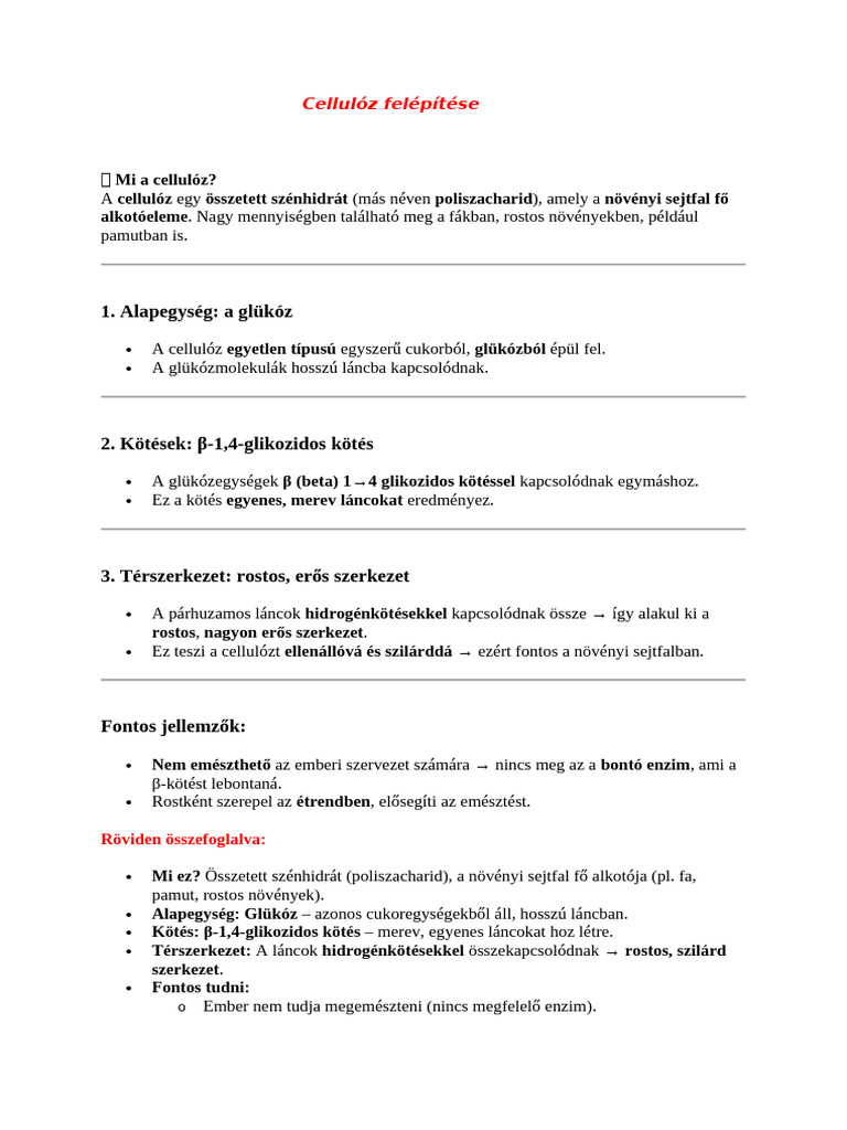 Cellulóz Felépítése | PDF