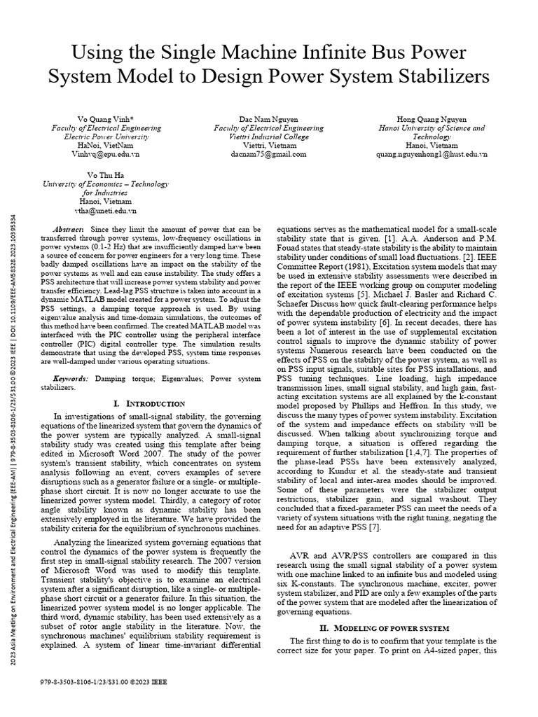 Design of Power System Stabilizers | PDF | Electric Generator ...