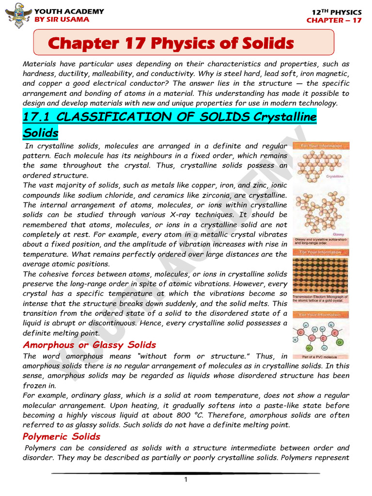 Properties and Classification of Solids | PDF | Deformation ...