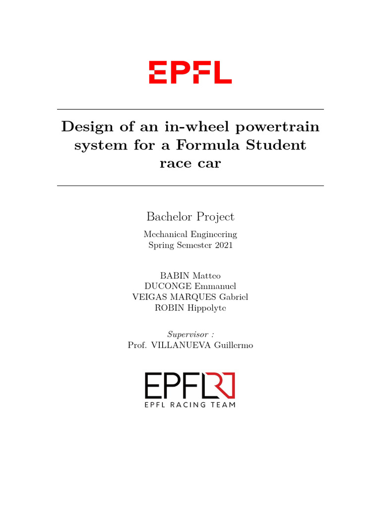 In-Wheel Powertrain Design for Formula Student | PDF | Four Wheel Drive ...