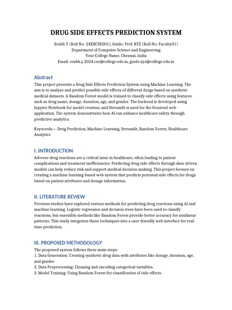 Drug Side Effects Prediction System | PDF | Machine Learning | Prediction