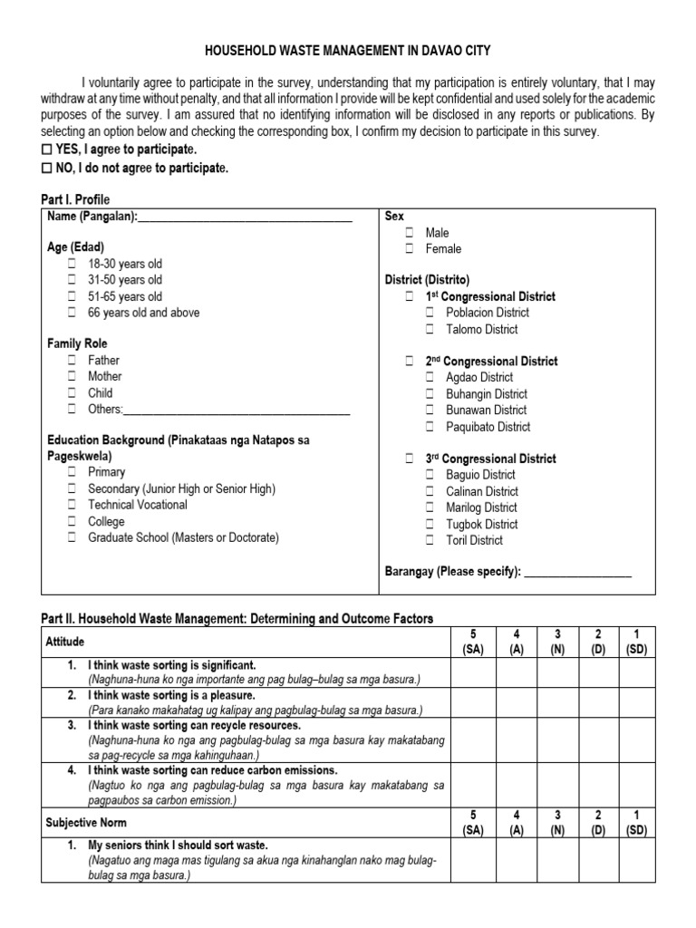 Household Waste Management Survey | PDF