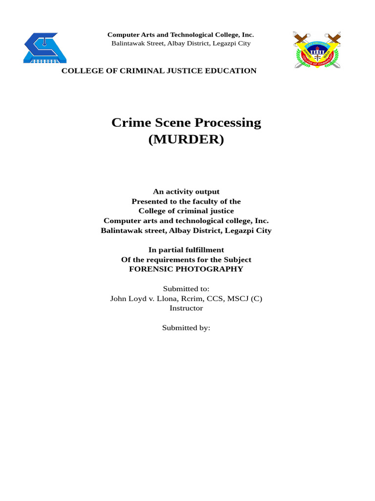 Crime Scene Processing Report: Murder | PDF | Crime Scene | Forensic ...