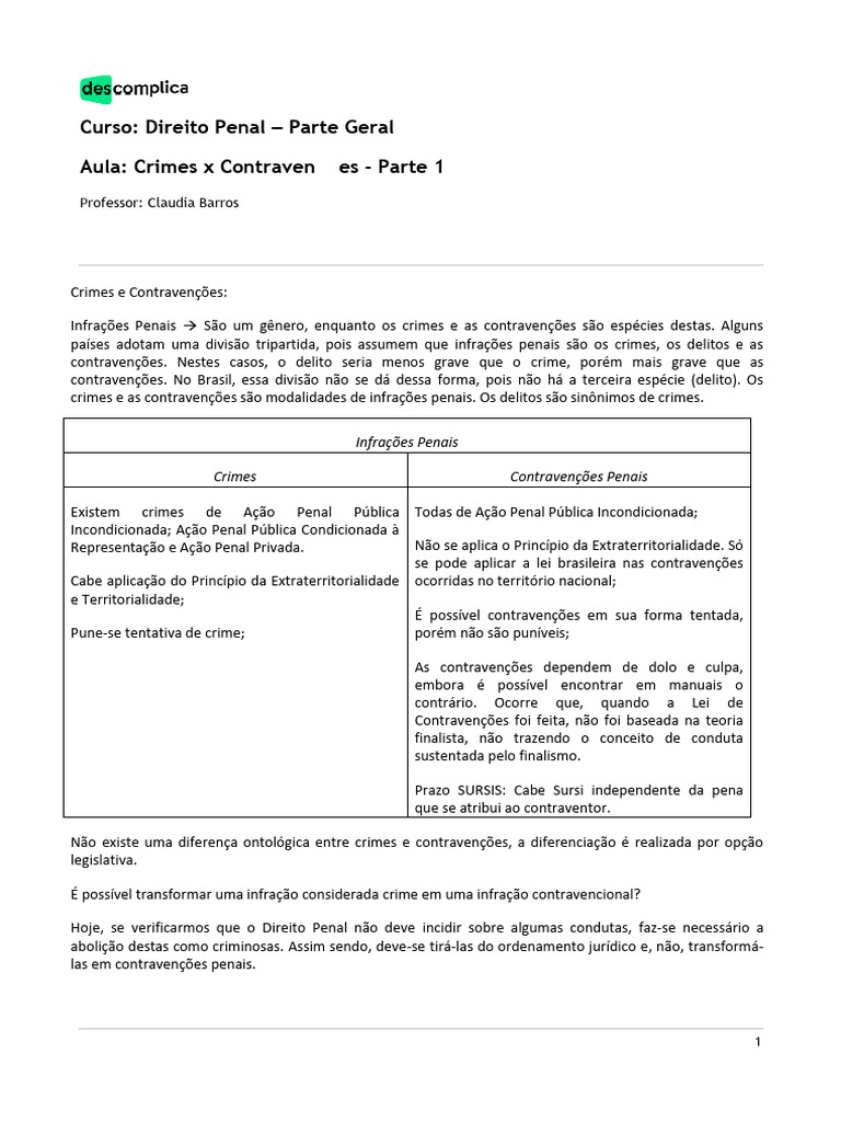 Crimes e Contravenções no Direito Penal | PDF | Crimes | Crime e Violência