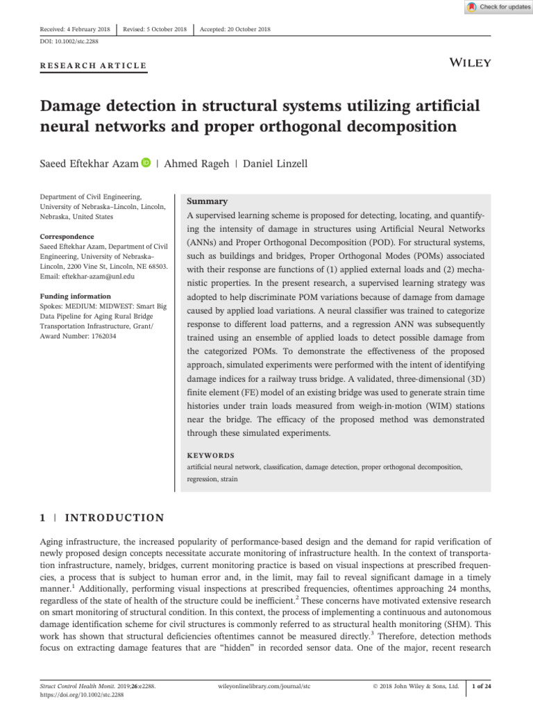 Damage Detection Using Neural Networks | PDF | Principal Component ...