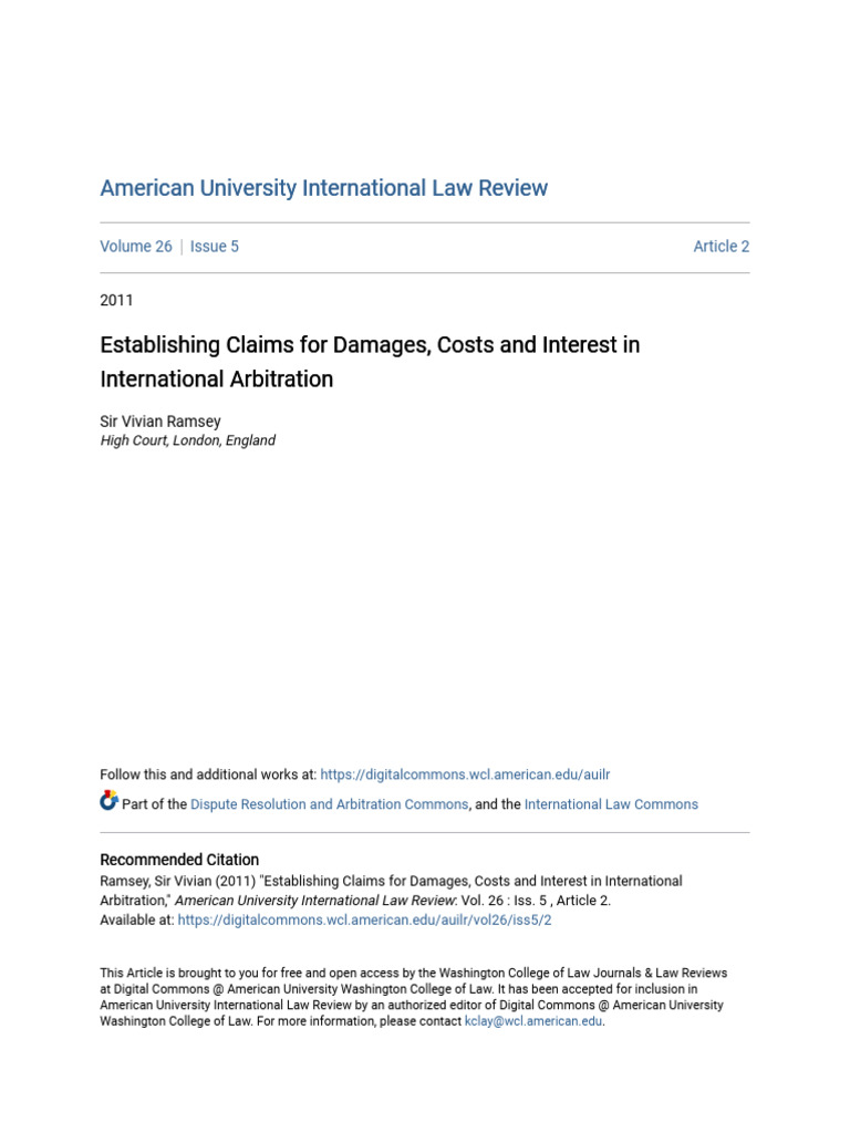 Establishing Claims for Damages Costs and Interest in Internatio | PDF ...