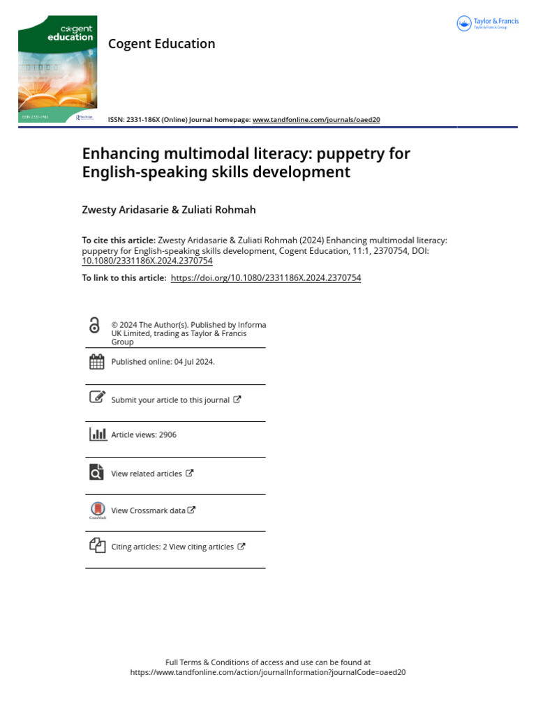 Puppetry for Enhancing English Skills | PDF | Fluency | Learning