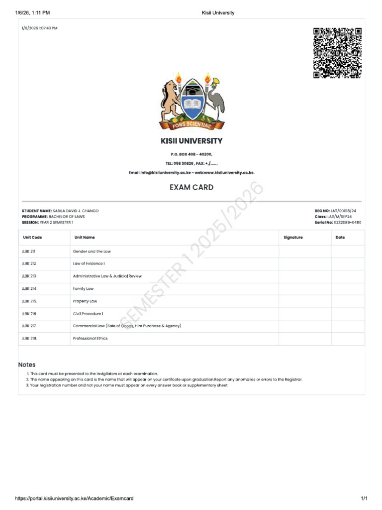 exam card | PDF