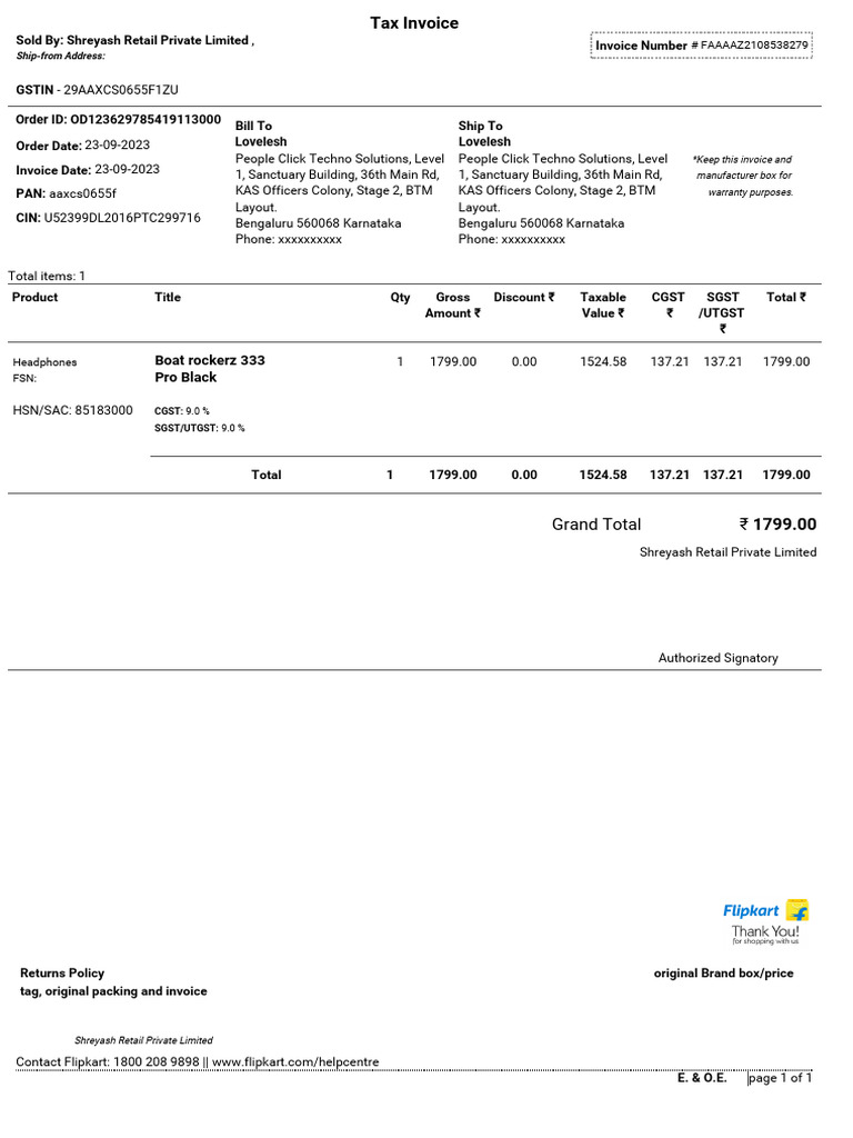 Boat Invoice OD121329785419282000 (3) | PDF | Taxation | Payments
