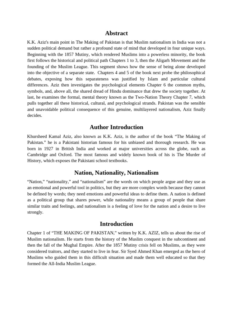 Evolution of Muslim Nationalism in Pakistan | PDF | Two Nation Theory ...