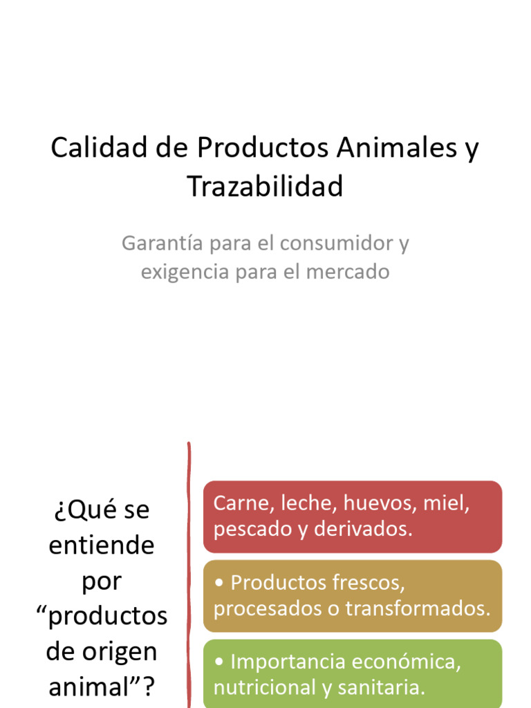 Calidad de Productos Animales y Trazabilidad | PDF | Industria de alimentos
