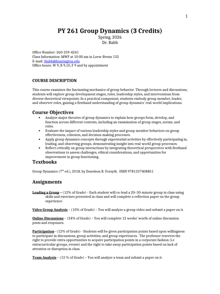 Group Dynamics Course Overview 2026 | PDF | Plagiarism | Turnitin
