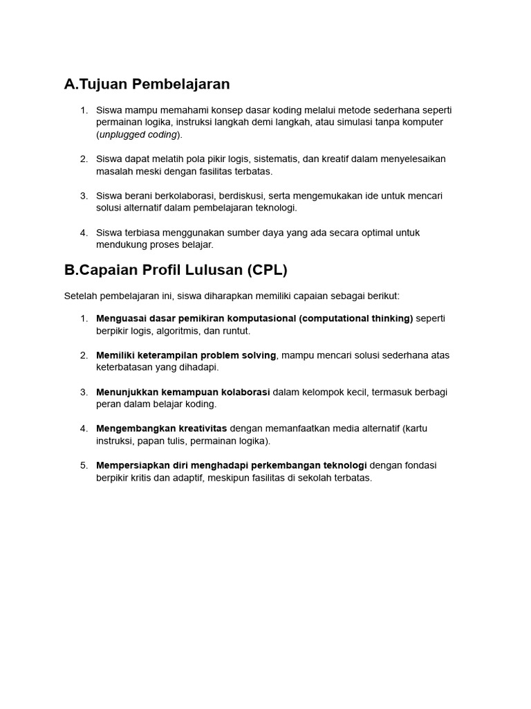 Pembelajaran Koding Dasar untuk Siswa | PDF