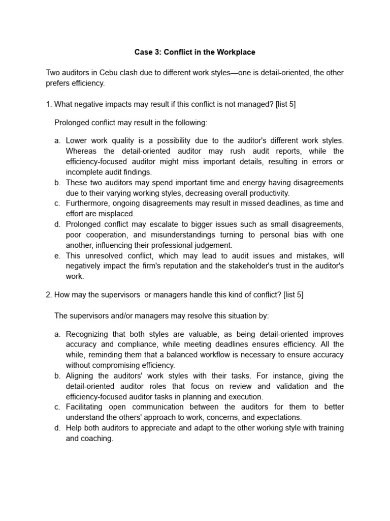 Workplace Conflict Resolution Strategies | PDF | Audit | Behavioural ...