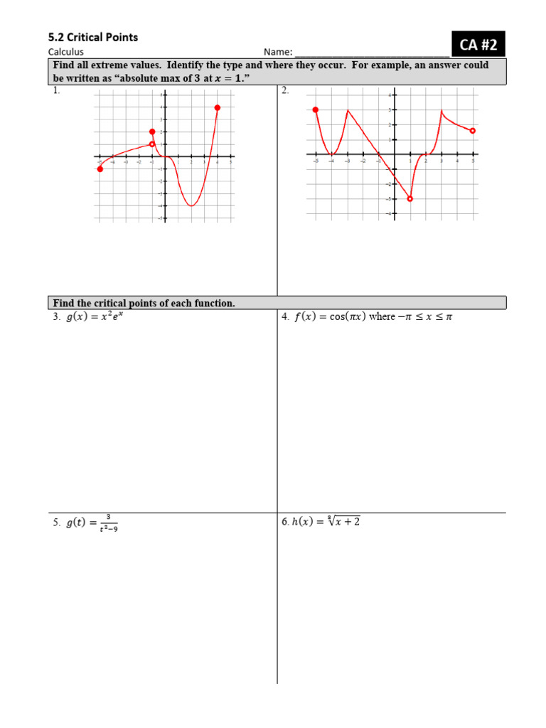 5.1 Extrema Math Dash #2 | PDF