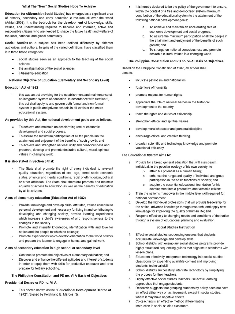 Goals of Modern Social Studies Education | PDF | Learning | Cognition